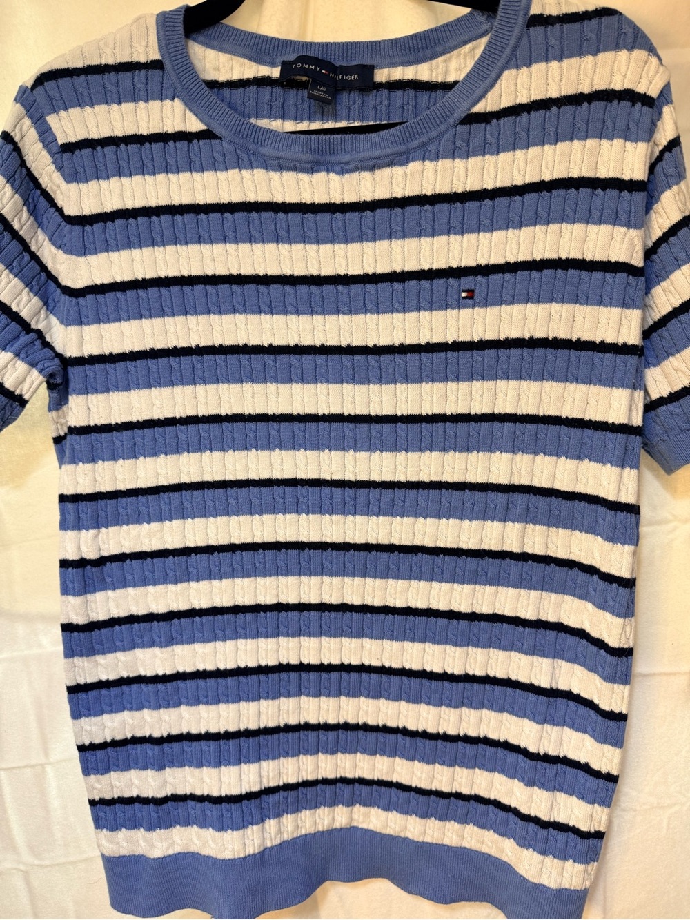 Tommy Hilfiger Striped Crewneck short sleeve Sweater preppy office luxury casual